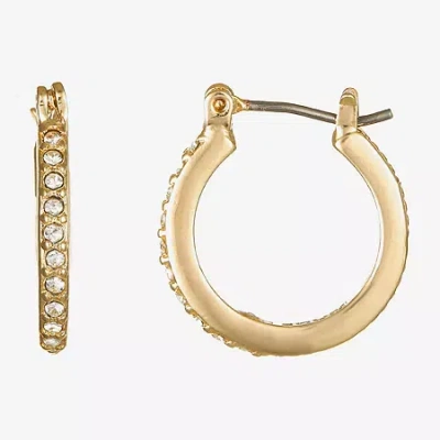Monet Jewelry Gold Tone And Crystal Womens Crystal 17.3mm Hypoallergenic Hoop Earrings In White