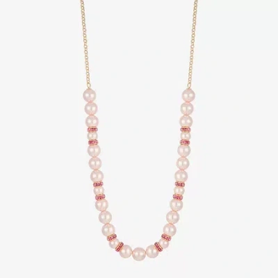 Monet Jewelry Gold Tone & Pink Womens 17 Inch Collar Necklace