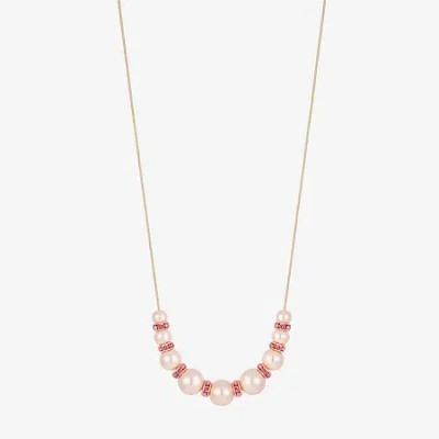 Monet Jewelry Gold Tone & Pink Womens 17 Inch Collar Necklace