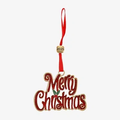 Monet Jewelry Gold Tone &red Merry Christmas Christmas Ornament