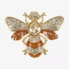 Monet Jewelry Gold Tone Bee Brown Glass Pin In Gold