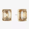 Monet Jewelry Gold Tone Brown Glass 10.5mm Rectangular Stud Earrings In Yellow