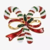 Monet Jewelry Gold Tone Candy Cane Red Glass Pin In Gold