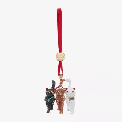 Monet Jewelry Gold Tone Cat Trio Christmas Ornament In Multi