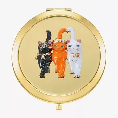 Monet Jewelry Gold Tone Cat Trio Gold Tone Animal Compact Mirror