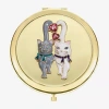 Monet Jewelry Gold Tone Cats Gold Tone Heart Compact Mirror In Multi