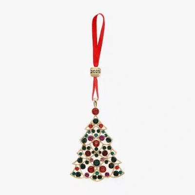 Monet Jewelry Gold Tone Christmas Tree Christmas Ornament In Multi