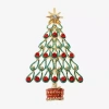 Monet Jewelry Gold Tone Christmas Tree Multi Color Glass Pin In Multi