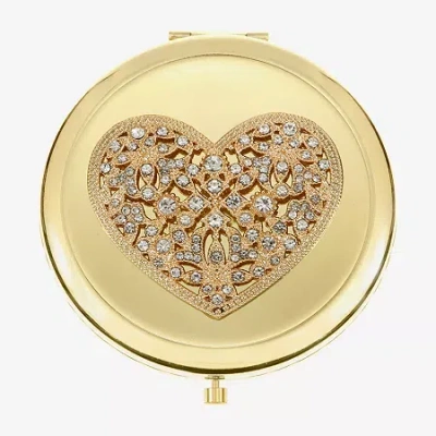 Monet Jewelry Gold Tone Clear Gold Tone Heart Compact Mirror