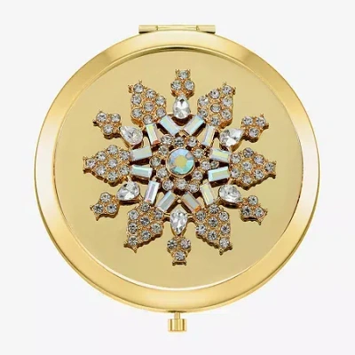 Monet Jewelry Gold Tone Clear Gold Tone Snowflake Compact Mirror
