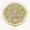 Monet Jewelry Gold Tone Clear Grid Flower Compact Mirror In Gold