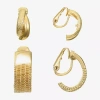 Monet Jewelry Gold Tone Clip On Huggie Womens 2 Pair Earring Set In Gold