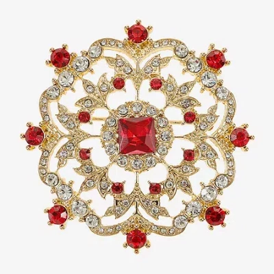Monet Jewelry Gold Tone Cluster Red Glass Pin