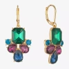 Monet Jewelry Gold Tone Cluster Womens Multi Color Glass Drop Earrings In Multi