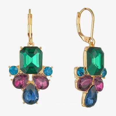 Monet Jewelry Gold Tone Cluster Womens Multi Color Glass Drop Earrings