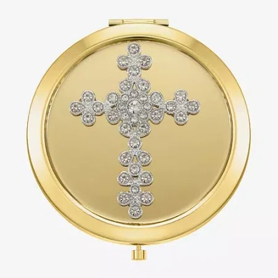 Monet Jewelry Gold Tone Cross Compact Mirror