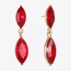 Monet Jewelry Gold Tone Double Womens Glass Marquise Hypoallergenic Drop Earrings In Red
