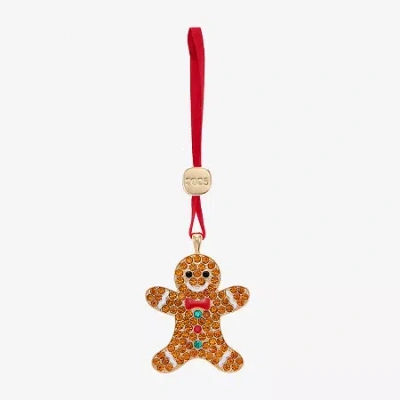 Monet Jewelry Gold Tone Gingerbread Man Christmas Ornament In Multi