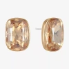 Monet Jewelry Gold Tone Glass 20mm Rectangular Stud Earrings In Gold