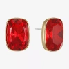 Monet Jewelry Gold Tone Glass 20mm Rectangular Stud Earrings In Red