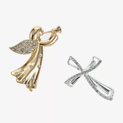 Monet Jewelry Gold Tone Glass Pin In White