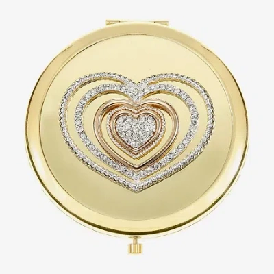Monet Jewelry Gold Tone Gold Tone Heart Compact Mirror In Yellow