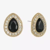 Monet Jewelry Gold Tone Halo Black Glass 17mm Stud Earrings In Black