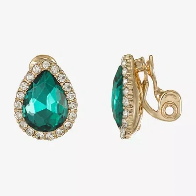 Monet Jewelry Gold Tone Halo Glass 19mm Stud Earrings In Green