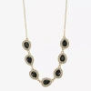 Monet Jewelry Gold Tone Halo Womens Black 17 Inch Collar Necklace In Multi
