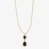 Monet Jewelry Gold Tone Halo Womens Black Glass 17 Inch Pendant Necklace In Black