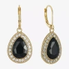Monet Jewelry Gold Tone Halo Womens Black Glass Drop Earrings In Gold