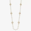 Monet Jewelry Gold Tone Halo Womens Glass 36 Inch Strand Necklace In White