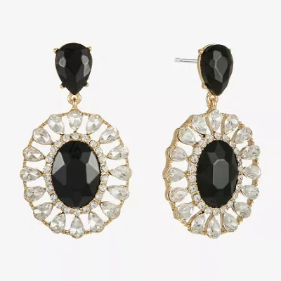 Monet Jewelry Gold Tone Halo Womens Glass Oval Hypoallergenic Drop Earrings