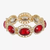 Monet Jewelry Gold Tone Halo Womens Glass Oval Stretch Bracelet In Gold