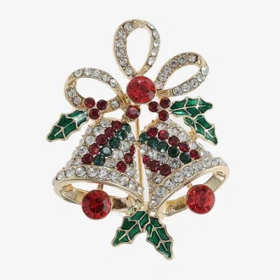 Monet Jewelry Gold Tone Holly Multi Color Glass Pin