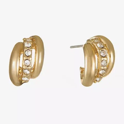 Monet Jewelry Gold Tone Huggie Womens Glass 13mm Hypoallergenic Hoop Earrings In Yellow