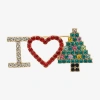 Monet Jewelry Gold Tone I Love Christmas Tree Multi Color Glass Pin In Multi