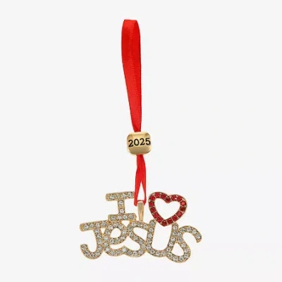 Monet Jewelry Gold Tone I Love Jesus Christmas Ornament