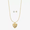 Monet Jewelry Gold Tone Initial Womens Glass Heart 2-pc. Jewelry Set In Gold