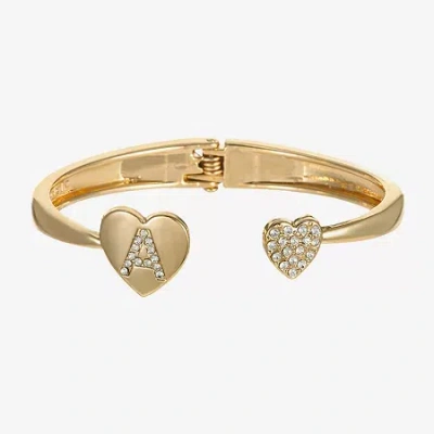 Monet Jewelry Gold Tone Initial Womens Glass Heart Bangle Bracelet