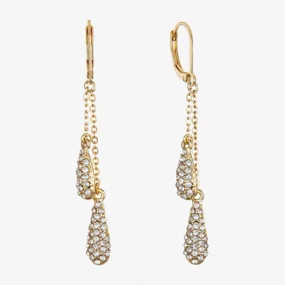 Monet Jewelry Gold Tone Linear Womens Drop Earrings In White