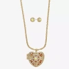 Monet Jewelry Gold Tone Locket Womens Glass Heart 2-pc. Jewelry Set In Gold
