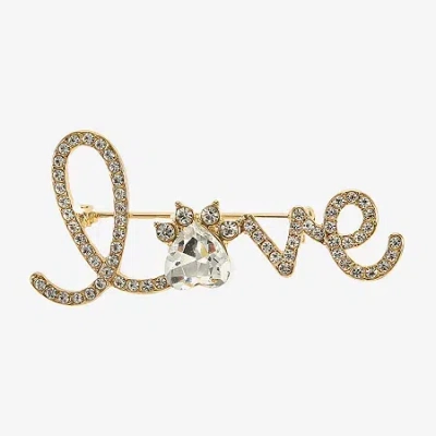 Monet Jewelry Gold Tone Love Paw Glass Pin