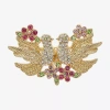 Monet Jewelry Gold Tone Lovebirds Multi Color Glass Pin In Gold