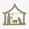 Monet Jewelry Gold Tone Nativity Scene Glass Pin In Gold