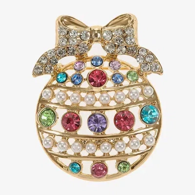 Monet Jewelry Gold Tone Pastel Ornament Multi Color Glass Pin