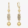Monet Jewelry Gold Tone Pave Bead Womens Glass Drop Earrings In Gold