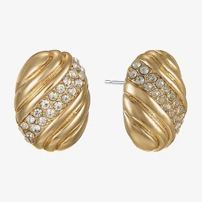 Monet Jewelry Gold Tone Pave Glass 19mm Oval Stud Earrings In Yellow