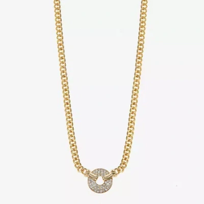 Monet Jewelry Gold Tone Pave Womens Glass 17 Inch Pendant Necklace