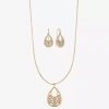 Monet Jewelry Gold Tone Pendant Necklace And Drop Earring Womens Glass 2-pc. Jewelry Set In Gold